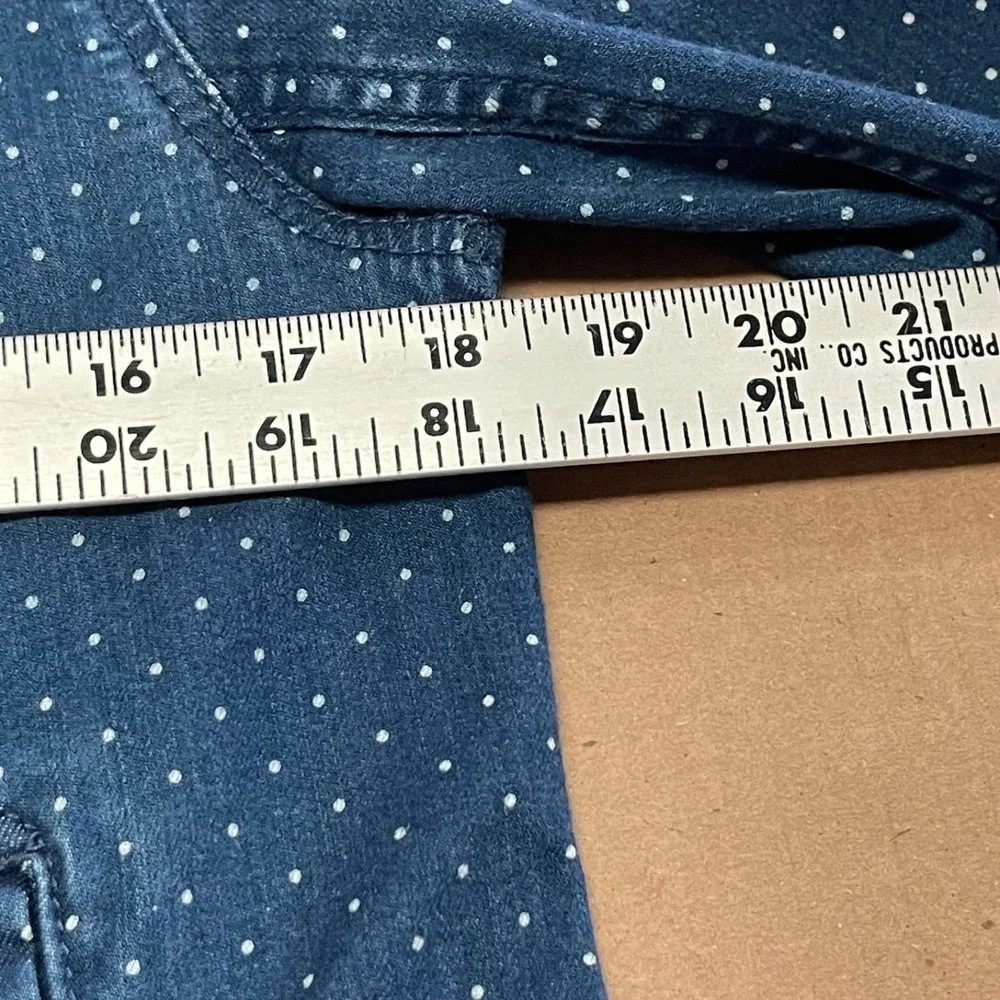 Talbots‎ Women's Sz Medium Navy Polka Dot Jean Denim Jacket Cotton Stretch